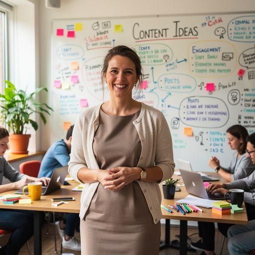 Eine Person, die vor einer Kamera spricht und Tipps zur Online-Präsenz gibt.